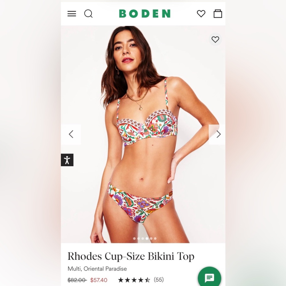 Boden Oriental Paradise Bikini set. 34 C top, Classic medium bottoms. NWT - Picture 2 of 13